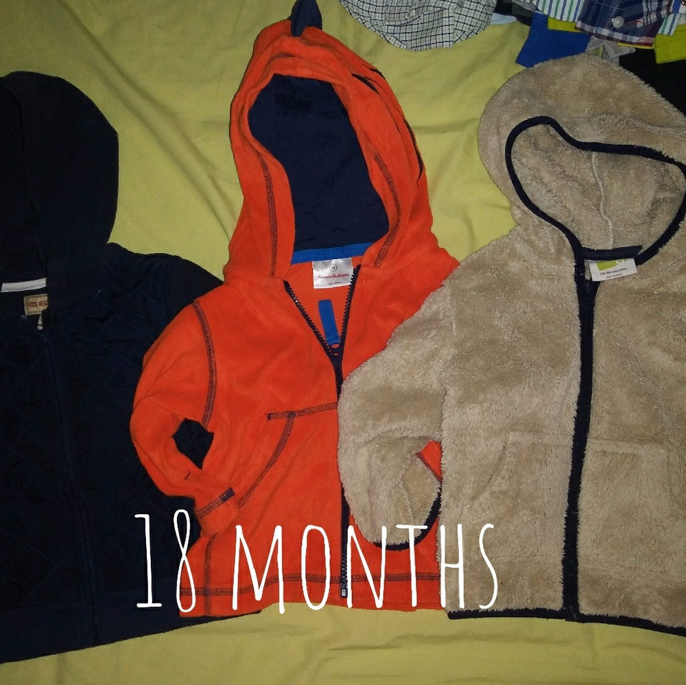 18 months 3 zip up hoodies